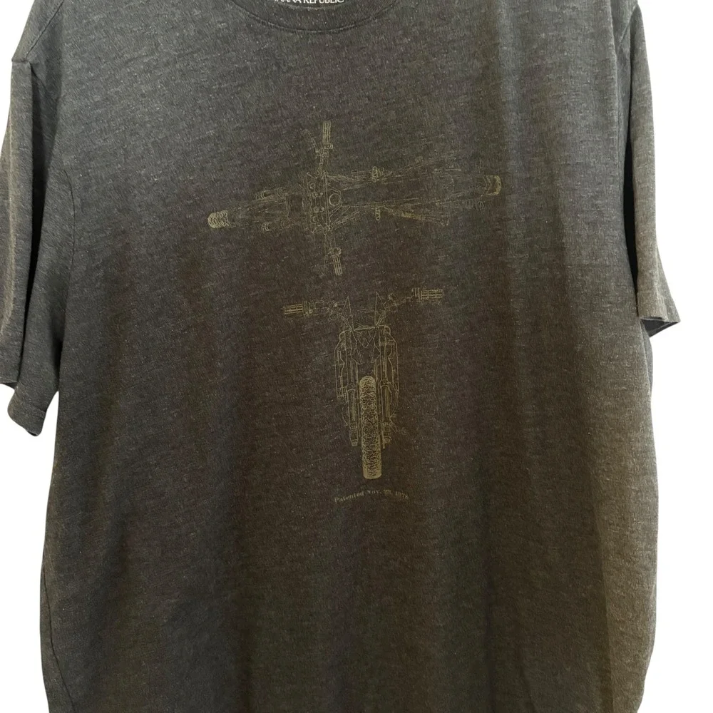 Banana Republic Men's Premium Wash‎ Motorcycle Print T Shirt Xl Heathered gray